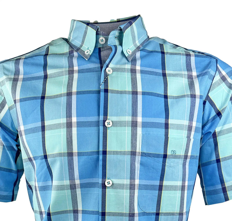 DG’s Drifter Mens Short Sleeve Check Shirt Ivano 14724SS-26 Turquoise