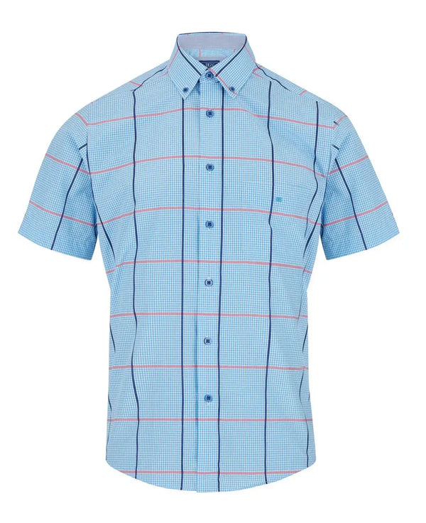 DG’s Drifter Men’s Short Sleeve Check Shirt Ivano Turquoise