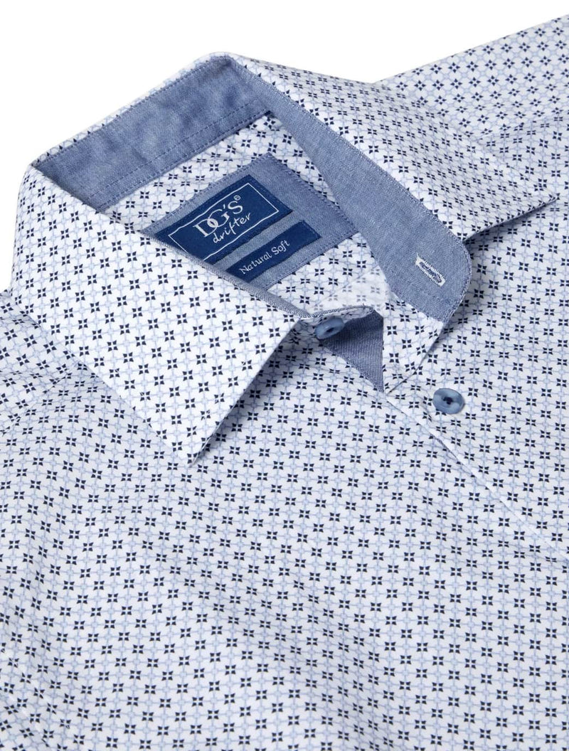 DG’s Drifter Mens Short Sleeve Shirt Diamond Print Light Blue