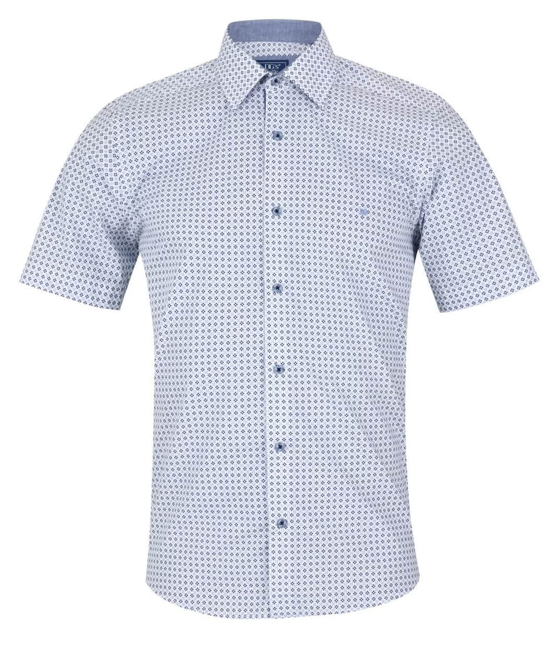 DG’s Drifter Mens Short Sleeve Shirt Diamond Print Light Blue