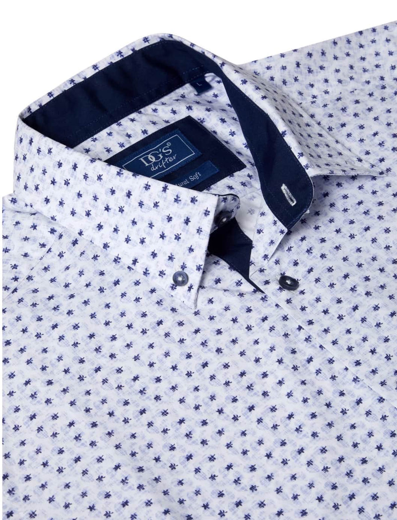 DG’s Drifter Mens Short Sleeve Shirt Floral Dark Blue Northern