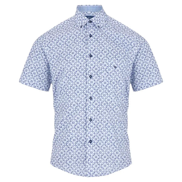 DG’s Drifter Mens Short Sleeve Shirt Ivano 14565SS 18 White/Blue