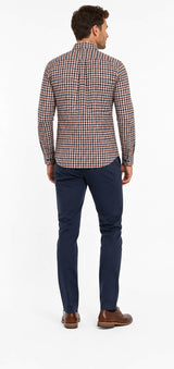 DG’s Drifter Regular Fit Long Sleeve Check Brown & Navy Shirt