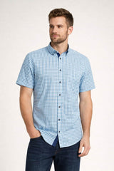 DG’s Drifter Short Sleeve Shirt Gingham Check Blue Northern Ireland