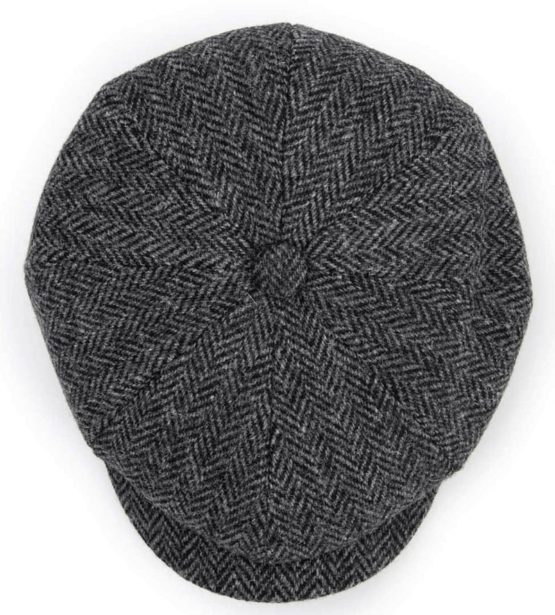 Failsworth Carloway Harris Tweed Newsboy Cap - Grey