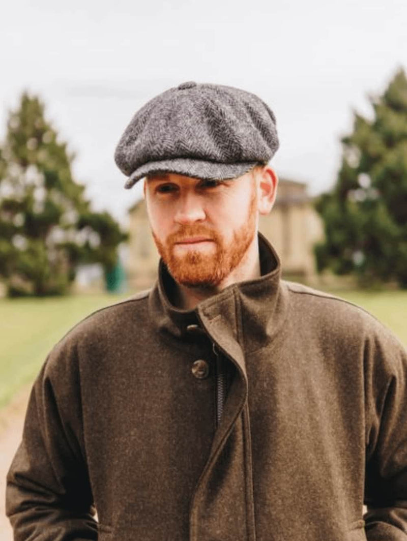 Failsworth Carloway Harris Tweed Newsboy Cap - Grey