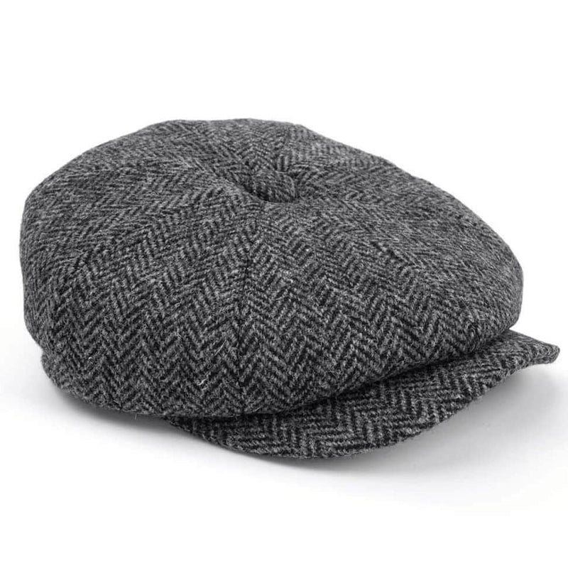 Failsworth Carloway Harris Tweed Newsboy Cap - Grey