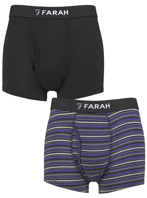 Farah 2 Pack Bamboo Boxer Trunks Black Purple - Underwear