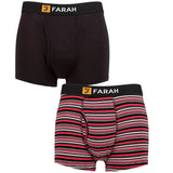 Farah 2 Pack Bamboo Boxer Trunks Black Red Stripe - 