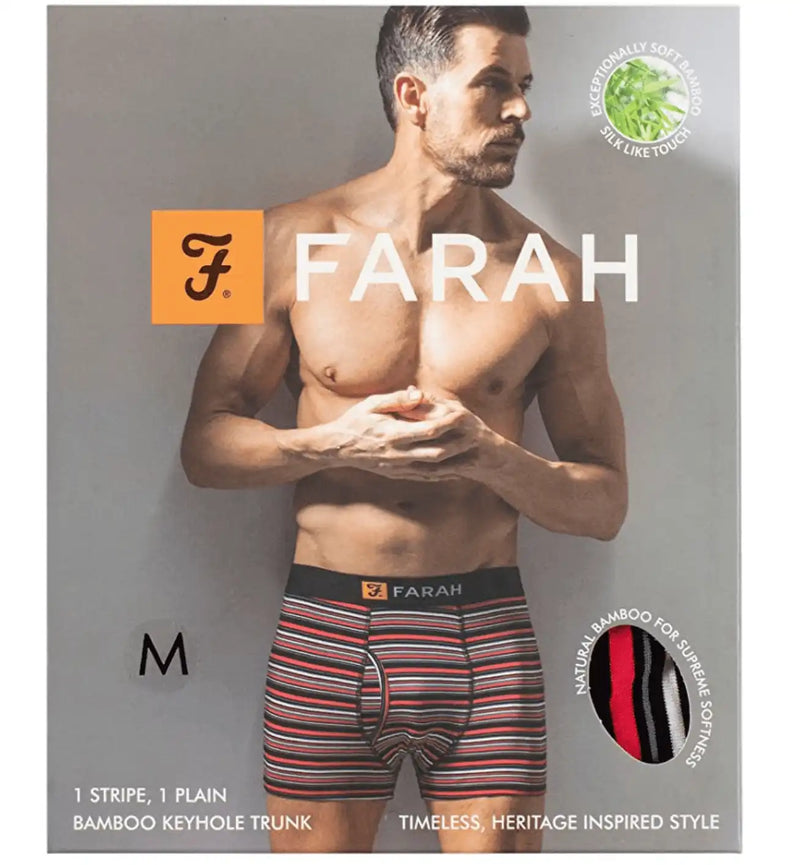 Farah 2 Pack Bamboo Boxer Trunks Black Red Stripe