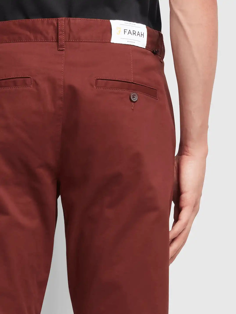 Farah - Beech Chino Trousers Stretch Fit - Bordeaux.