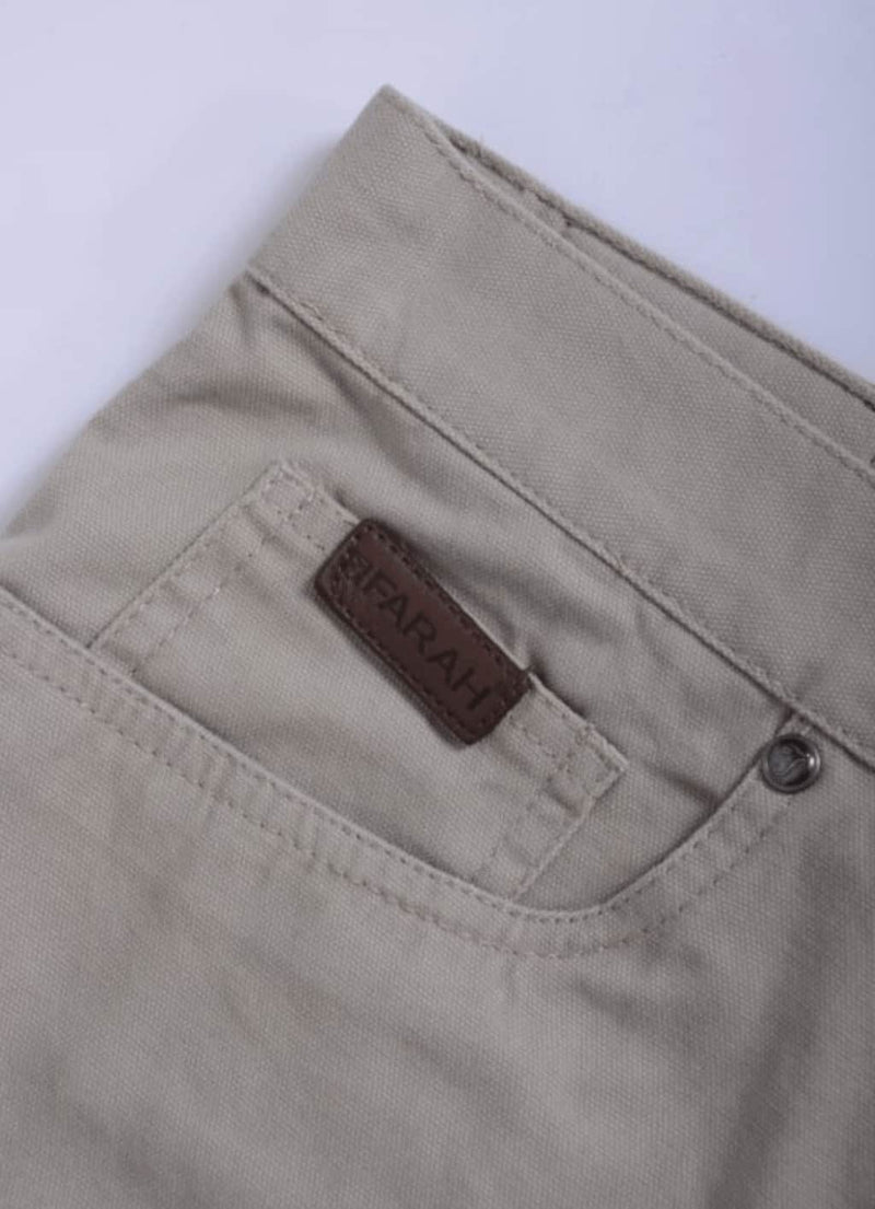 Farah Classic FABS5029 Mens Trousers Flat Straight Jeans - Khaki