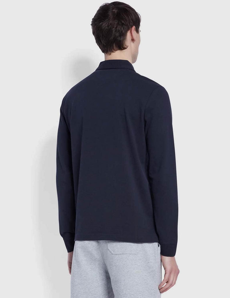Farah Haslam Long Sleeve Polo Shirt Navy - Shirts & Tops