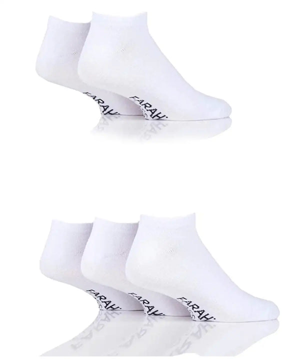 Farah Men’s Ankle Socks Trainer Sock 5 Pack White - Socks