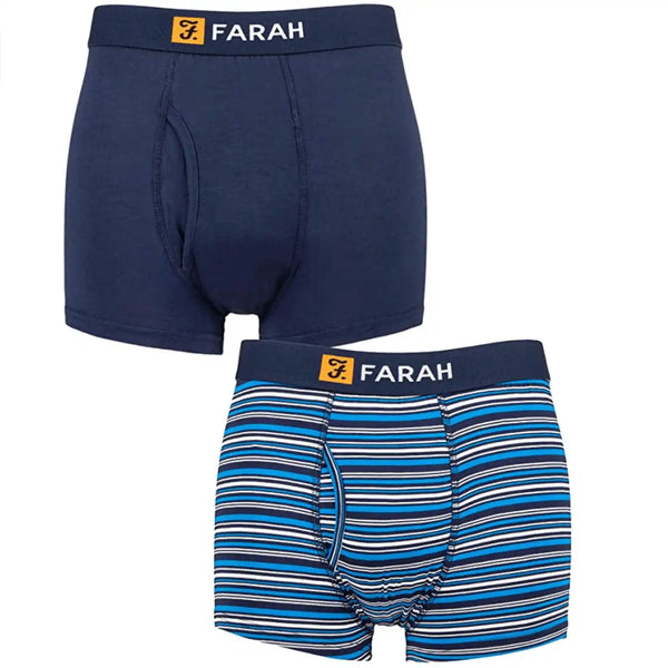 Farah 2 Pack Bamboo Boxer Trunks Navy Blue Stripe - 