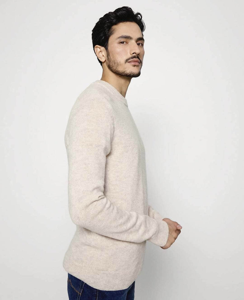 Farah Birchall Crew Neck Lambswool Jumper Straw Beige - 