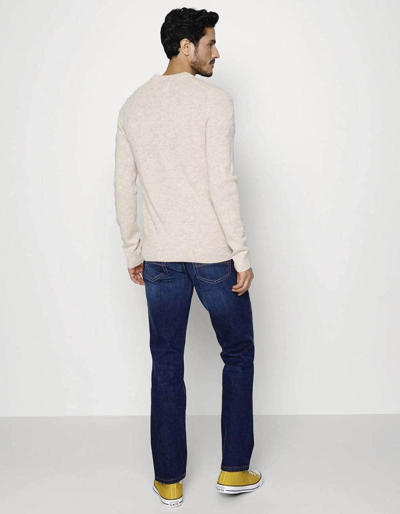 Farah Birchall Crew Neck Lambswool Jumper Straw Beige - 