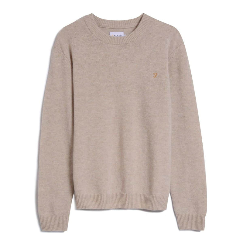 Farah Birchall Crew Neck Lambswool Jumper Straw Beige - 