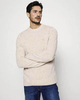 Farah Birchall Crew Neck Lambswool Jumper Straw Beige - 