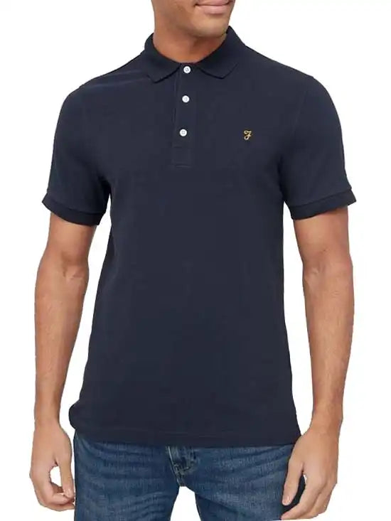 Farah Polo Shirt Mens Blanes Short Sleeve True Navy