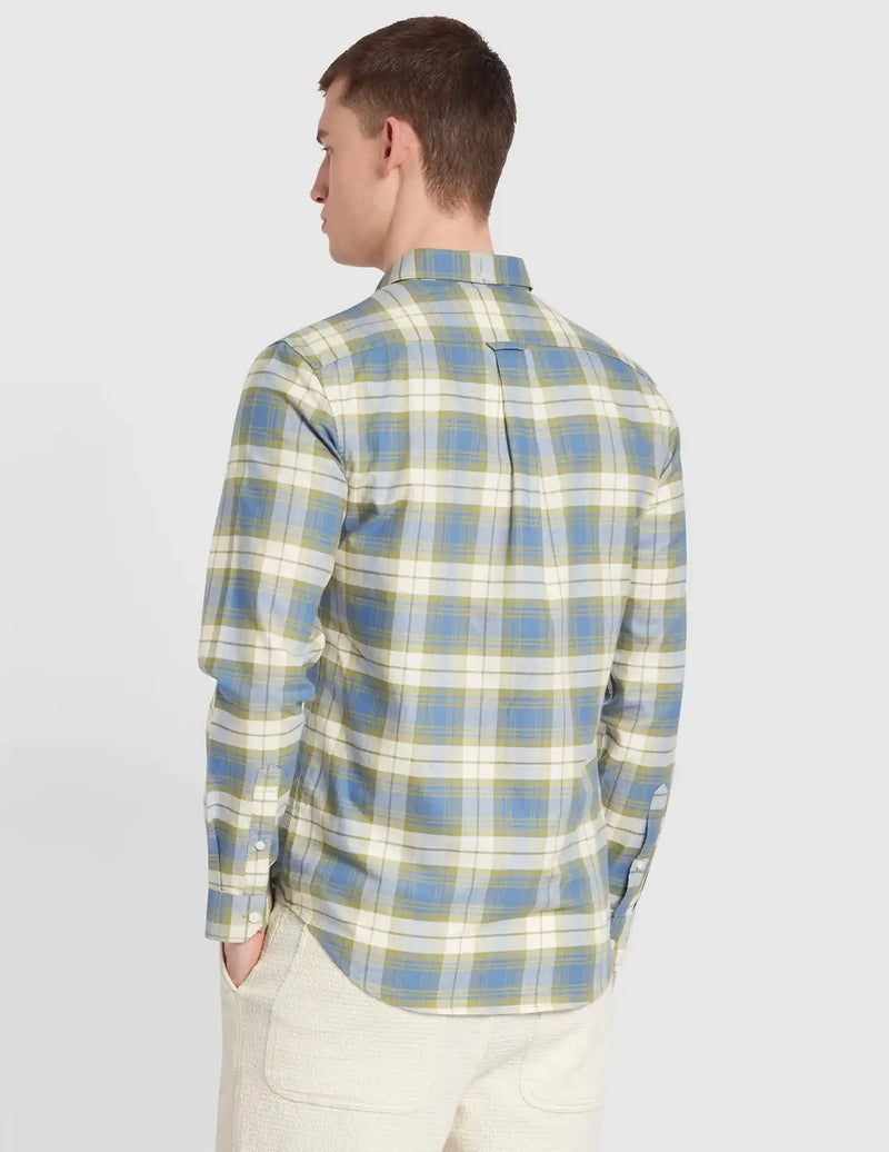 Farah Men’s Brewer Oxford Check Shirt Sheaf Blue Northern Ireland