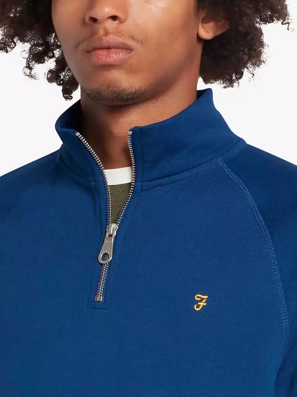 Farah Men’s Jim Quarter Zip Sweatshirt F4KSB073 Peony Blue Northern