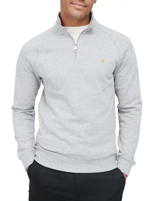Farah Jim Quarter Zip Sweatshirt Grey - Shirts & Tops