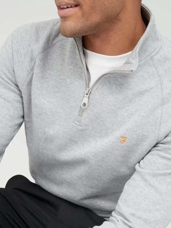 Farah Jim Quarter Zip Sweatshirt Grey - Shirts & Tops
