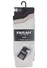 Farah Plain Cotton Socks 3 Pack Brown