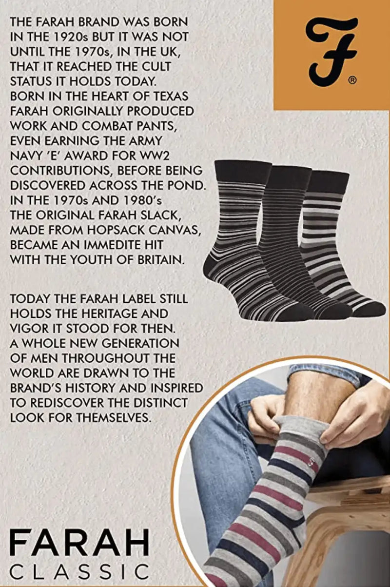 Farah Plain Cotton Socks 3 Pack Navy
