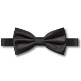 Folkspeare Men’s Satin Bow Tie Plain Black - Adjustable Band