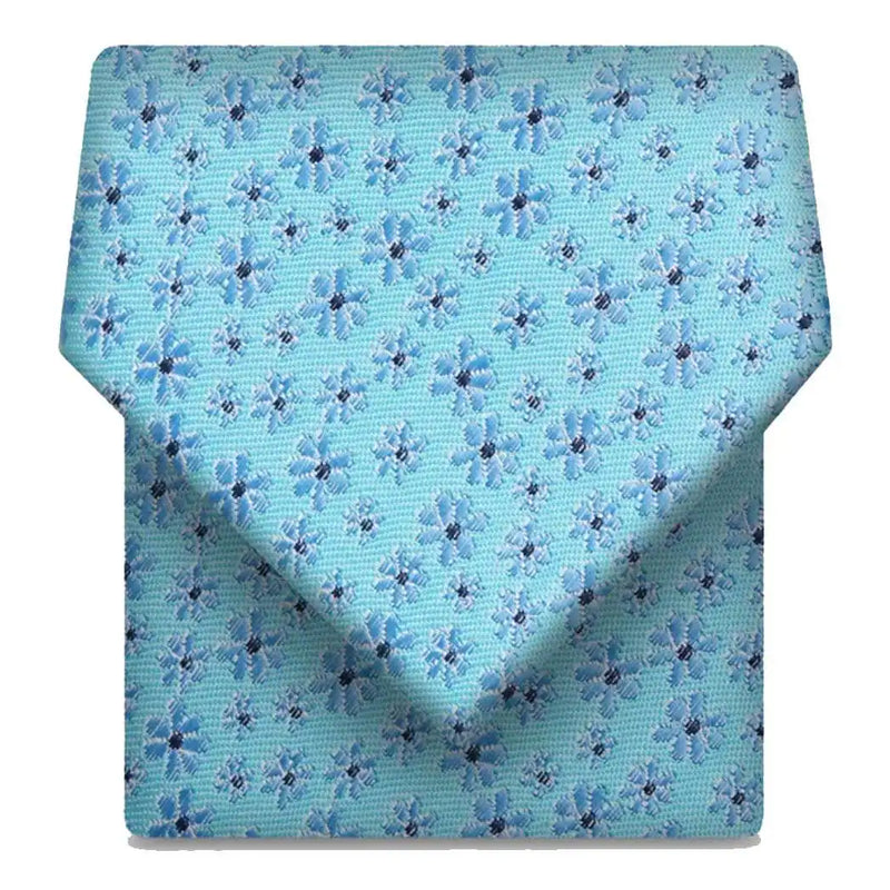 Folkspeare Sea Blue With Ditsy Blue Flowers Slim Tie