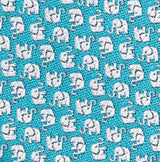 Folkspeare Sea Blue With Ditsy Sliver Elephants Slim Tie
