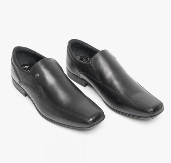 Front Belmont Black Leather Dress Shoes