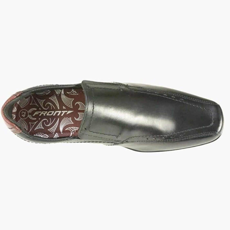 Front Cannon Black Leather Dress Shoes
