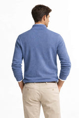GANT Classic Cotton Half Zip Sweater Denim Blue Melange Northern
