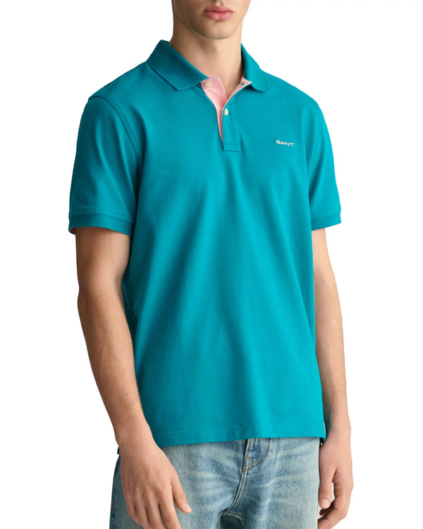 GANT Men’s Contrast Pique Polo Shirt Ocean Turquoise Northern