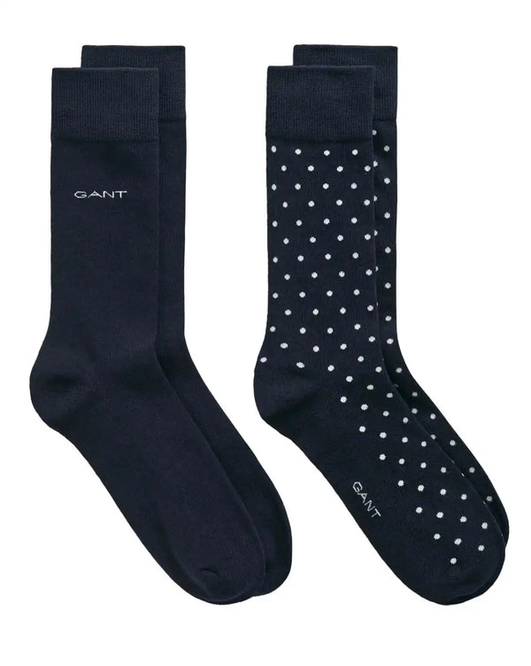 GANT Mens 2 Pack Dot & Solid Socks Marine Navy Northern Ireland