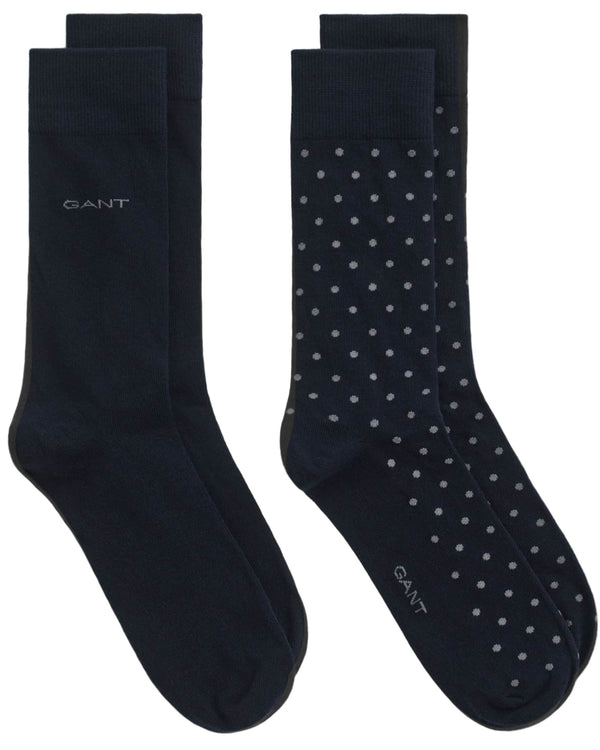 GANT Mens 2 Pack Dot & Solid Socks Navy Northern Ireland Belfast