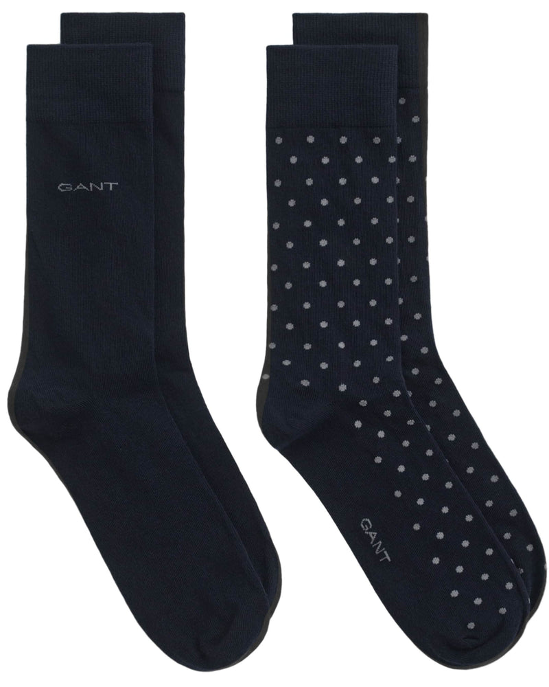GANT Mens 2 Pack Dot & Solid Socks Navy Northern Ireland Belfast