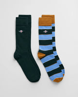 GANT Mens 2-Pack Shield Rugger Stripe Socks Gift Box Clear Sky