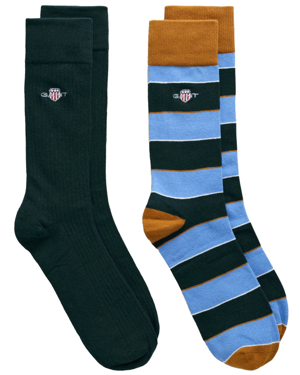 GANT Mens 2-Pack Shield Rugger Stripe Socks Gift Box Clear Sky