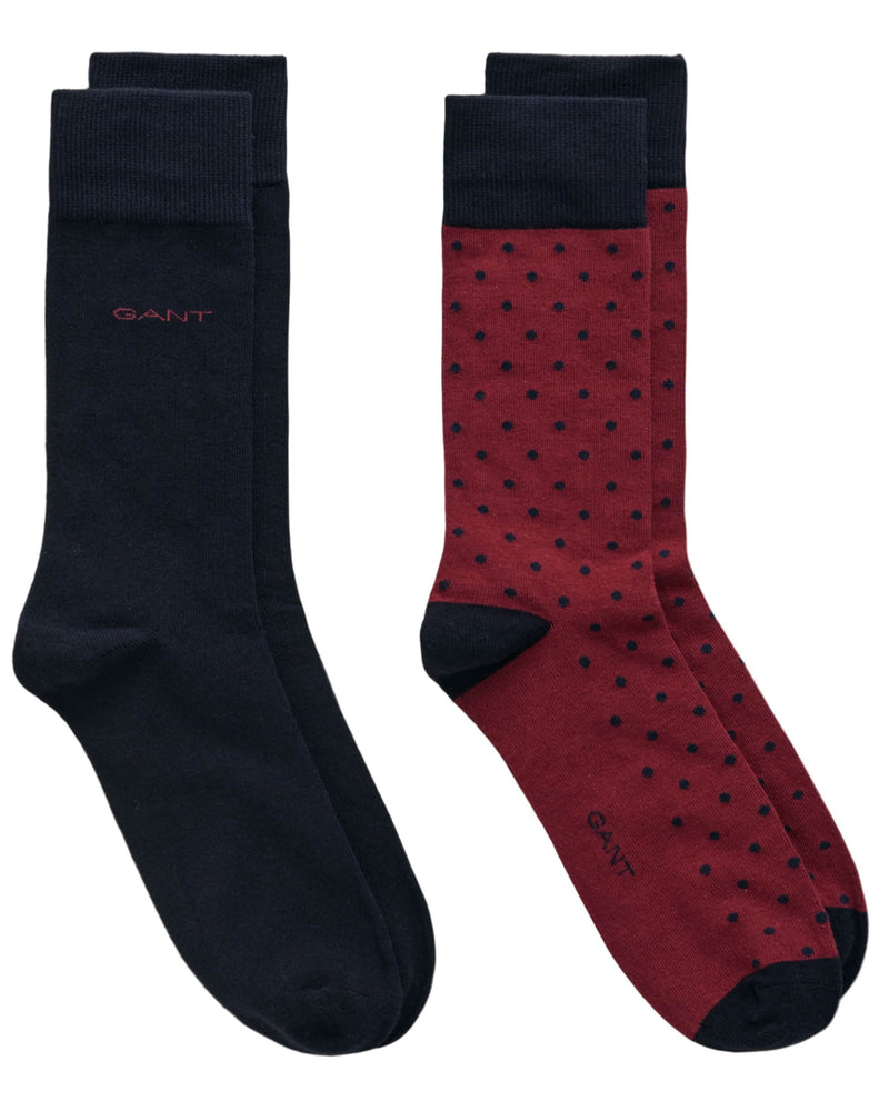 GANT Mens 2-Pack Solid And Dot Socks Plumped Red Northern Ireland