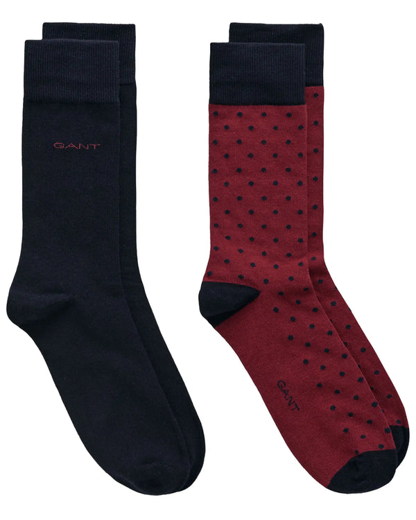 GANT Mens 2-Pack Solid And Dot Socks Plumped Red Ballynahinch Northern