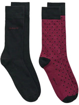 GANT Mens 2-Pack Solid And Dot Socks Rich Wine Northern Ireland