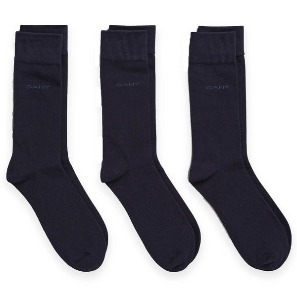GANT Men’s 3 Pack Cotton Socks Marine Navy - Socks