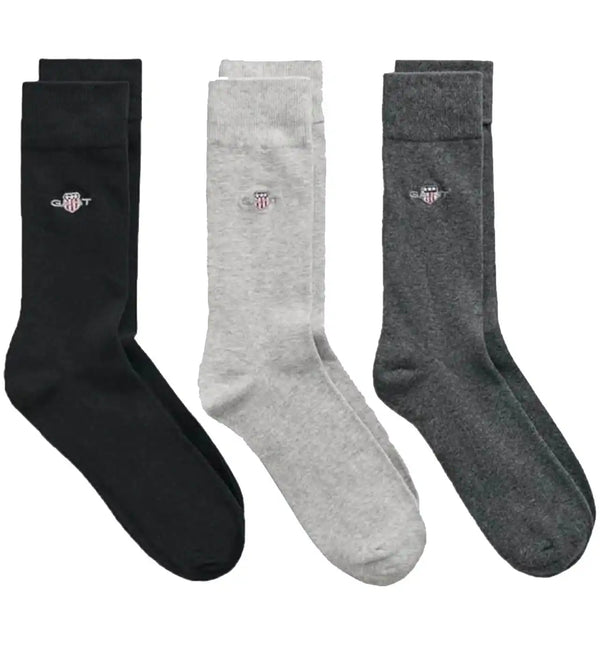 GANT Mens 3 Pack Shield Socks Charcoal Melange Northern Ireland