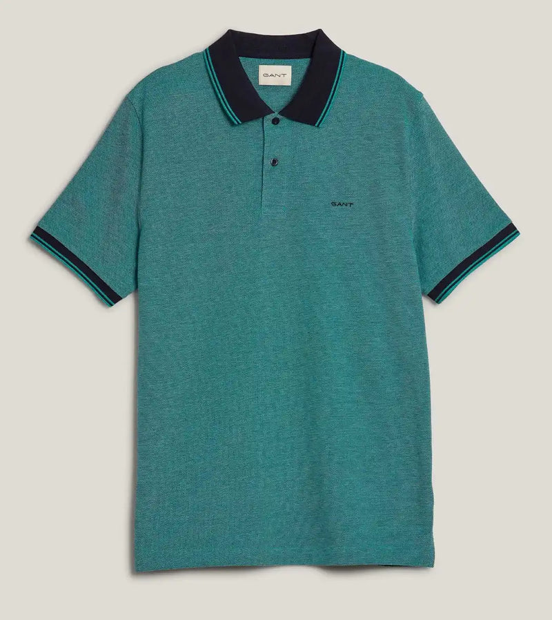 GANT Mens 4 Color Oxford Pique Polo Shirt Lagoon Blue Northern