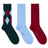 GANT Mens Argyle Stripe And Rib Socks 3 Pack Tartan Green Northern