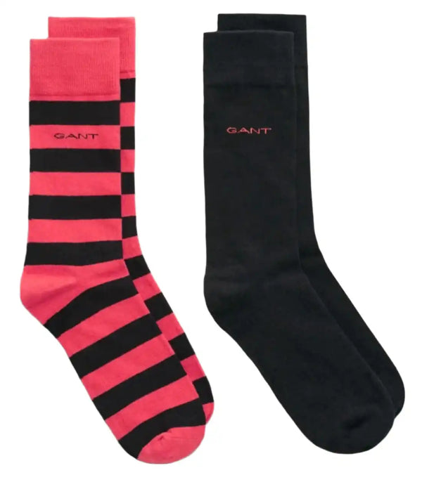 GANT Mens Barstripe & Solid Socks 2 Pack Watermelon Red Northern